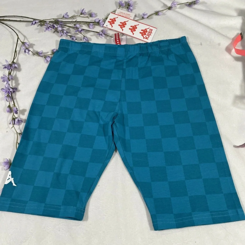 NEW Kappa‎ [ Small ] Checkerboard EMIAZA biker shorts in Sea Green